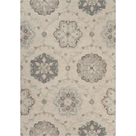 LR RESOURCES LR Resources VICTO81584IVO5070 5 x 7 ft. Delicate Traditional Floral Area Rug; Ivory & Light Blue VICTO81584IVO5070